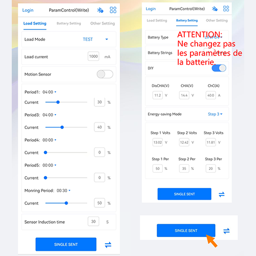 Modification des paramètres