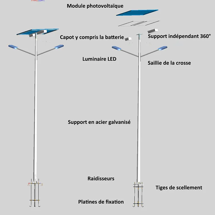 Lampadaire solaire simple crosse