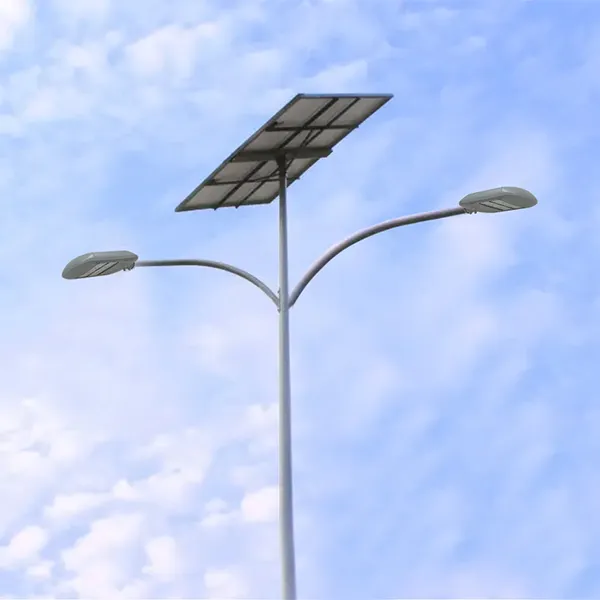 Lampadaire solaire double crosse-1