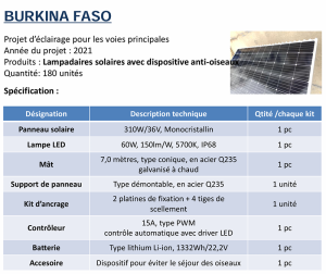 Projets des lampadaires solaires en Afrique