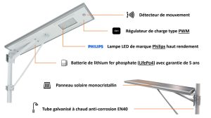 Lampadaire solaire tout integre