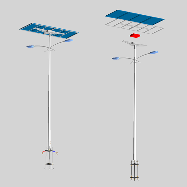 Lampadaire solaire double crosse